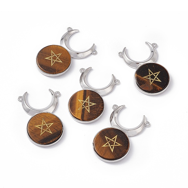 PandaHall Natural Tiger Eye Connector Charms, Cattle Head Links with Star, with Rack Plating Platinum Tone Brass Findings, Cadmium Free &...
PandaHall Natural Tiger Eye Connector Charms, Cattle Head Links with Star, with Rack Plating Platinum Tone Brass Findings, Cadmium Free &...
