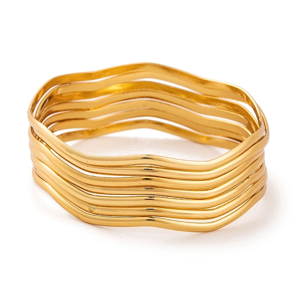 PandaHall 7Pcs Vacuum Plating 304 Stainless Steel Wave Bangles Set for Women, Golden, 2.5mm, Inner Diameter: 2-3/8 inch(6cm) 304 Stainless...
PandaHall 7Pcs Vacuum Plating 304 Stainless Steel Wave Bangles Set for Women, Golden, 2.5mm, Inner Diameter: 2-3/8 inch(6cm) 304 Stainless...