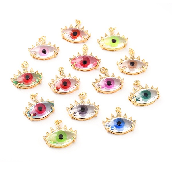 PandaHall Transparent Glass Pendants, with Brass Micro Pave Clear Cubic Zirconia Findings and Jump Rings, Long-Lasting Plated, Evil Eye..., Multicolor
PandaHall Transparent Glass Pendants, with Brass Micro Pave Clear Cubic Zirconia Findings and Jump Rings, Long-Lasting Plated, Evil Eye..., Multicolor