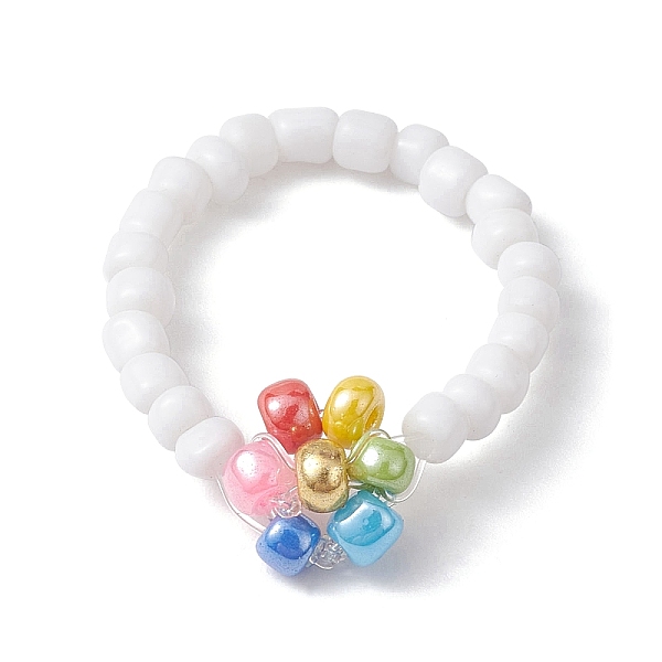 PandaHall Flower Glass Seed Beaded Stretch Finger Rings, Colorful, US Size 9 3/4(19.5mm) Glass Flower
PandaHall Flower Glass Seed Beaded Stretch Finger Rings, Colorful, US Size 9 3/4(19.5mm) Glass Flower