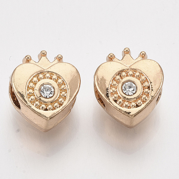 PandaHall Alloy European Beads, with Crystal Rhinestone, Large Hole Beads, Heart with Crown, Light Gold, 12x10.5x7.5mm, Hole: 4.5mm..., Clear
PandaHall Alloy European Beads, with Crystal Rhinestone, Large Hole Beads, Heart with Crown, Light Gold, 12x10.5x7.5mm, Hole: 4.5mm..., Clear
