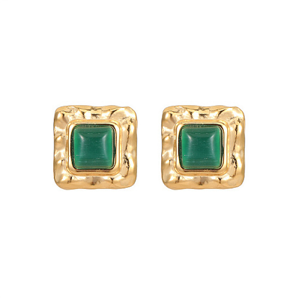 PandaHall Cat Eye Square Stud Earrings, Golden 304 Stainless Steel Earrings, Sea Green, 17mm Cat Eye Square
PandaHall Cat Eye Square Stud Earrings, Golden 304 Stainless Steel Earrings, Sea Green, 17mm Cat Eye Square