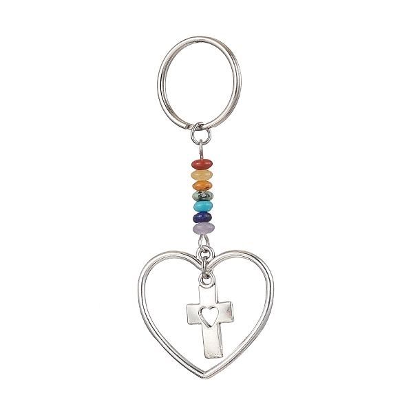 PandaHall Heart Alloy Pendant Keychain, with Chakra Gemstone Chip and Iron Split Key Rings, Cross, 7.4cm Alloy Cross
PandaHall Heart Alloy Pendant Keychain, with Chakra Gemstone Chip and Iron Split Key Rings, Cross, 7.4cm Alloy Cross