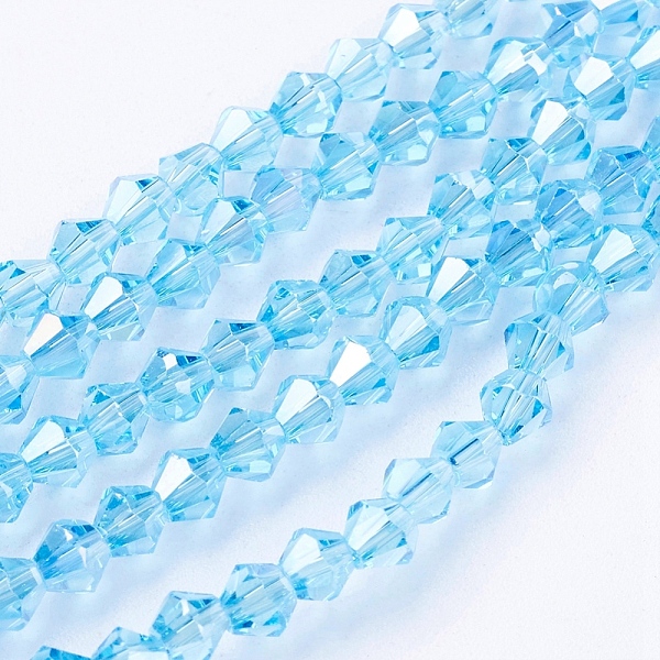 PandaHall Glass Beads Strands, AB Color Plated, Faceted, Bicone, Deep Sky Blue, 4x4mm, Hole: 1mm, about 92~96pcs/strand, 13.78~14.37 inch...
PandaHall Glass Beads Strands, AB Color Plated, Faceted, Bicone, Deep Sky Blue, 4x4mm, Hole: 1mm, about 92~96pcs/strand, 13.78~14.37 inch...