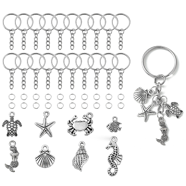 PandaHall DIY Ocean Theme Keychain Making Kit, Including Iron Split Key Rings, Shell & Fish & Mermaid Pendants, Jump Rings, Antique Silver...
PandaHall DIY Ocean Theme Keychain Making Kit, Including Iron Split Key Rings, Shell & Fish & Mermaid Pendants, Jump Rings, Antique Silver...