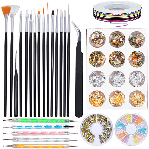 PandaHall Manicure Tool Sets, with Dotting Painting Drawing Pen, Dotting Tools, Foil Chip Flake, Acrylic Rhinestones, Tweezer, Striping Tape..., Multicolor
PandaHall Manicure Tool Sets, with Dotting Painting Drawing Pen, Dotting Tools, Foil Chip Flake, Acrylic Rhinestones, Tweezer, Striping Tape..., Multicolor