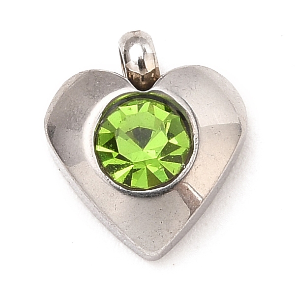 PandaHall 304 Stainless Steel Charms, with Acrylic Rhinestone, Faceted, Birthstone Charms, Heart, Stainless Steel Color, Peridot..., Green
PandaHall 304 Stainless Steel Charms, with Acrylic Rhinestone, Faceted, Birthstone Charms, Heart, Stainless Steel Color, Peridot..., Green