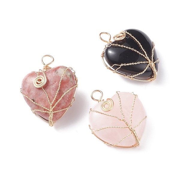 PandaHall Natural & Synthetic Gemstone Pendants, with Copper Wire Wrapped, Heart, Real 18K Gold Plated, 41.5x31.5x16.5mm, Hole: 5mm Mixed...
PandaHall Natural & Synthetic Gemstone Pendants, with Copper Wire Wrapped, Heart, Real 18K Gold Plated, 41.5x31.5x16.5mm, Hole: 5mm Mixed...
