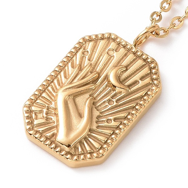 PandaHall Ion Plating(IP) 304 Stainless Steel Rectangle with Hand Pendant Necklace for Women, Golden, 17.83 inch(45.3cm) 304 Stainless Steel...
PandaHall Ion Plating(IP) 304 Stainless Steel Rectangle with Hand Pendant Necklace for Women, Golden, 17.83 inch(45.3cm) 304 Stainless Steel...