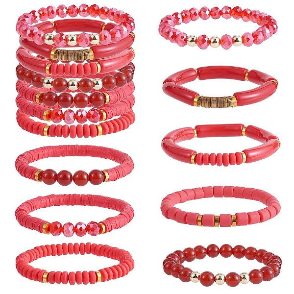 PandaHall 8Pcs 8 Style Natural Red Agate & Glass & Polymer Clay Heishi Surfer Stretch Bracelets Set, Acrylic Curved Chunky Bracelets for...
PandaHall 8Pcs 8 Style Natural Red Agate & Glass & Polymer Clay Heishi Surfer Stretch Bracelets Set, Acrylic Curved Chunky Bracelets for...