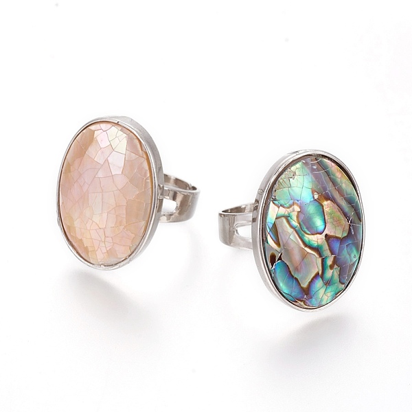 PandaHall Adjustable Abalone Shell/Paua Shell/Pink Shell Rings, with Platinum Brass Findings, Oval, Mixed Color, Size 8, 18mm Brass+Shell..., Multicolor
PandaHall Adjustable Abalone Shell/Paua Shell/Pink Shell Rings, with Platinum Brass Findings, Oval, Mixed Color, Size 8, 18mm Brass+Shell..., Multicolor