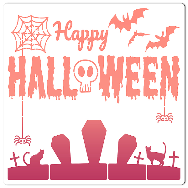PandaHall PET Plastic Hollow Out Drawing Painting Stencils Templates, Square, Creamy White, Halloween Themed Pattern, 300x300mm Plastic Word
PandaHall PET Plastic Hollow Out Drawing Painting Stencils Templates, Square, Creamy White, Halloween Themed Pattern, 300x300mm Plastic Word