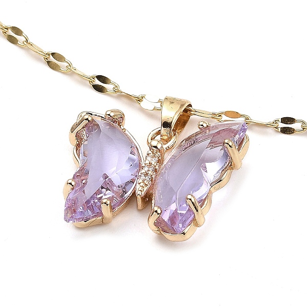 PandaHall Butterfly Light Gold Brass Micro Pave Cubic Zirconia Pendant Necklaces, with Glass, Lilac, 15.24 inch(38.7cm) Brass Butterfly..., Purple
PandaHall Butterfly Light Gold Brass Micro Pave Cubic Zirconia Pendant Necklaces, with Glass, Lilac, 15.24 inch(38.7cm) Brass Butterfly..., Purple