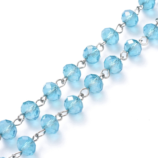 PandaHall Handmade Electroplate Glass Beaded Chains, with Platinum Plated Iron Eye Pin, Unwelded, Deep Sky Blue, 39.37 inch(100cm), Beads...
PandaHall Handmade Electroplate Glass Beaded Chains, with Platinum Plated Iron Eye Pin, Unwelded, Deep Sky Blue, 39.37 inch(100cm), Beads...