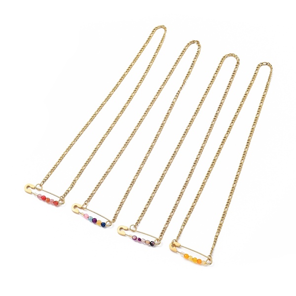 PandaHall 201 Stainless Steel Safety Pins Pendant Necklaces, with Natural Agate Beads, 304 Stainless Steel Figaro Chains and Plastic Ear..., Multicolor
PandaHall 201 Stainless Steel Safety Pins Pendant Necklaces, with Natural Agate Beads, 304 Stainless Steel Figaro Chains and Plastic Ear..., Multicolor