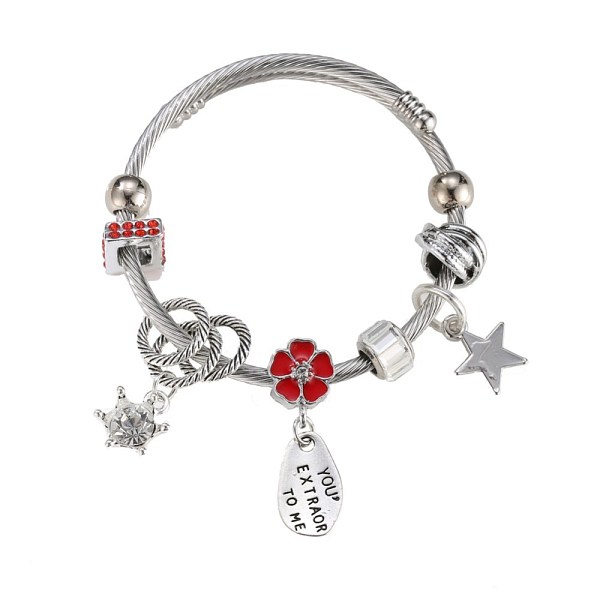 PandaHall European Bracelets, with Glass Beads, Enamel, Rhinestone, Red, Silver, Inner Diameter: 2 inch(5.15cm) Glass Red
PandaHall European Bracelets, with Glass Beads, Enamel, Rhinestone, Red, Silver, Inner Diameter: 2 inch(5.15cm) Glass Red