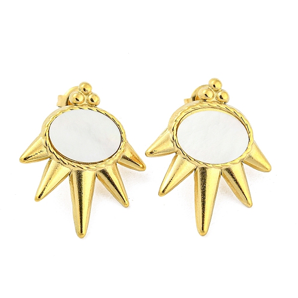 PandaHall 304 Stainless Steel Sun Stud Earrings, with Natural Shell, Real 14K Gold Plated, 26x21.5mm Shell Sun White
PandaHall 304 Stainless Steel Sun Stud Earrings, with Natural Shell, Real 14K Gold Plated, 26x21.5mm Shell Sun White