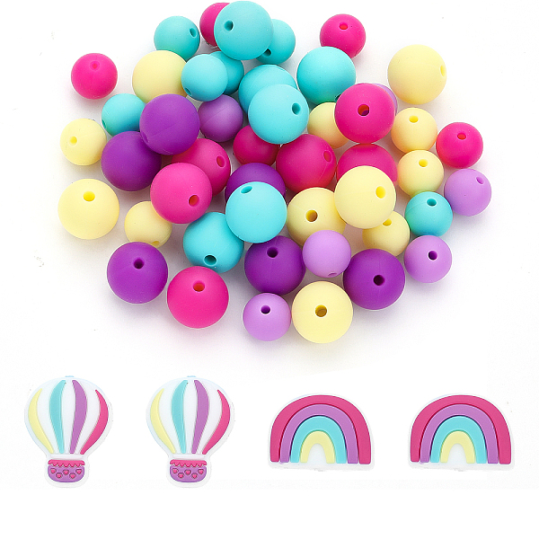 PandaHall CHGCRAFT 52Pcs 10Styles Silicone Beads Round Rainbow Hot Air Balloon Silicone Loose Spacer Beads Charms for DIY Necklace Bracelet..., Multicolor
PandaHall CHGCRAFT 52Pcs 10Styles Silicone Beads Round Rainbow Hot Air Balloon Silicone Loose Spacer Beads Charms for DIY Necklace Bracelet..., Multicolor