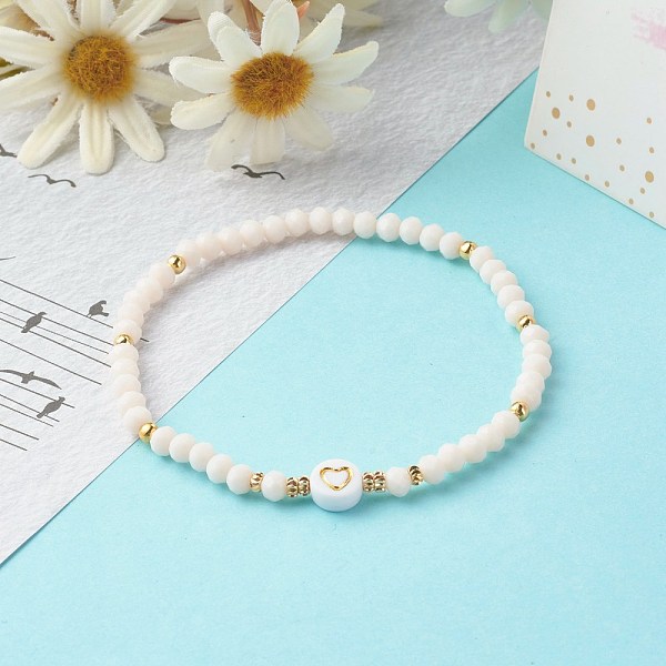 PandaHall Glass Beads Stretch Bracelets, with Acrylic & Brass Beads, Flat Round with Heart Pattern, Creamy White, Inner Diameter: 2-1/4 inch...
PandaHall Glass Beads Stretch Bracelets, with Acrylic & Brass Beads, Flat Round with Heart Pattern, Creamy White, Inner Diameter: 2-1/4 inch...
