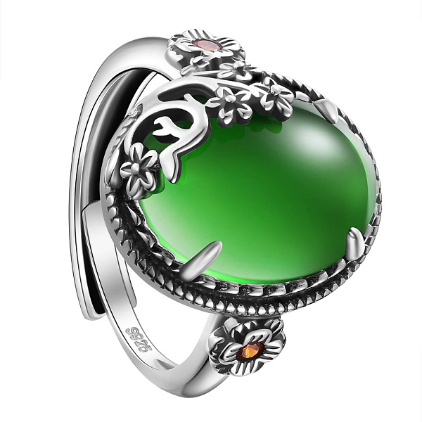 PandaHall SHEGRACE 925 Sterling Silver Adjustable Rings, with Grade AAA Cubic Zirconia, Oval with Flower, Antique Silver, Green, US Size 9...
PandaHall SHEGRACE 925 Sterling Silver Adjustable Rings, with Grade AAA Cubic Zirconia, Oval with Flower, Antique Silver, Green, US Size 9...