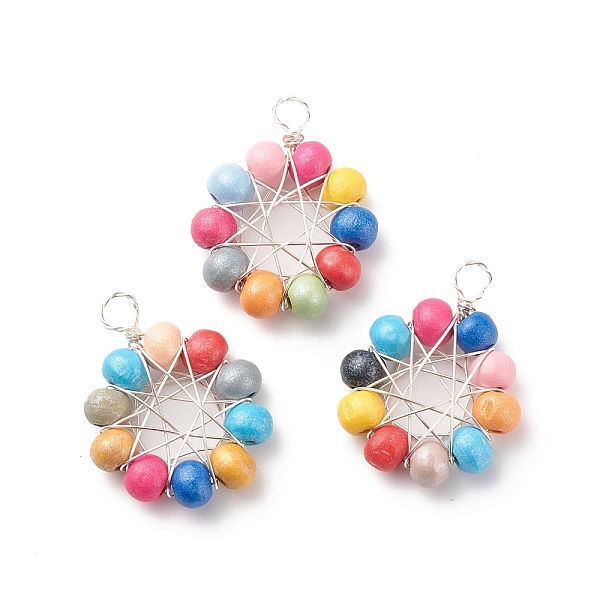 PandaHall Natural Wood Round Beads Pendants, with Silver Tone Copper Wire Wrapped, Ring Charm, Dyed, Colorful, 29~30x22~23.5x6mm, Hole: 4mm...
PandaHall Natural Wood Round Beads Pendants, with Silver Tone Copper Wire Wrapped, Ring Charm, Dyed, Colorful, 29~30x22~23.5x6mm, Hole: 4mm...