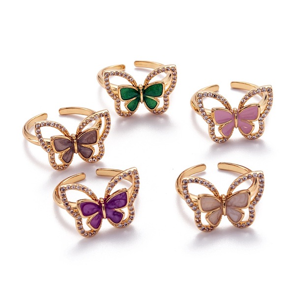 PandaHall Brass Micro Pave Clear Cubic Zirconia Cuff Rings, Open Rings, with Enamel, Long-Lasting Plated, Golden, Butterfly, Mixed Color, US..., Multicolor
PandaHall Brass Micro Pave Clear Cubic Zirconia Cuff Rings, Open Rings, with Enamel, Long-Lasting Plated, Golden, Butterfly, Mixed Color, US..., Multicolor