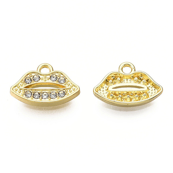 PandaHall Rack Plating Alloy Charms, with Crystal Rhinestone, Cadmium Free & Nickel Free & Lead Free, Lip, Light Gold, 10x15x2mm, Hole..., Clear
PandaHall Rack Plating Alloy Charms, with Crystal Rhinestone, Cadmium Free & Nickel Free & Lead Free, Lip, Light Gold, 10x15x2mm, Hole..., Clear