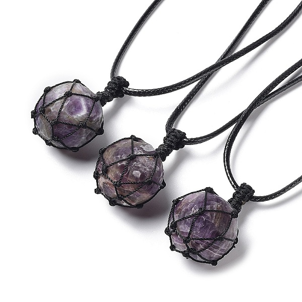 PandaHall Natural Amethyst Round Pendant Necklace, Wax Rope Macrame Pouch Adjustable Necklace, 29.69~30.24 inch(75.4~76.8cm) Amethyst
PandaHall Natural Amethyst Round Pendant Necklace, Wax Rope Macrame Pouch Adjustable Necklace, 29.69~30.24 inch(75.4~76.8cm) Amethyst