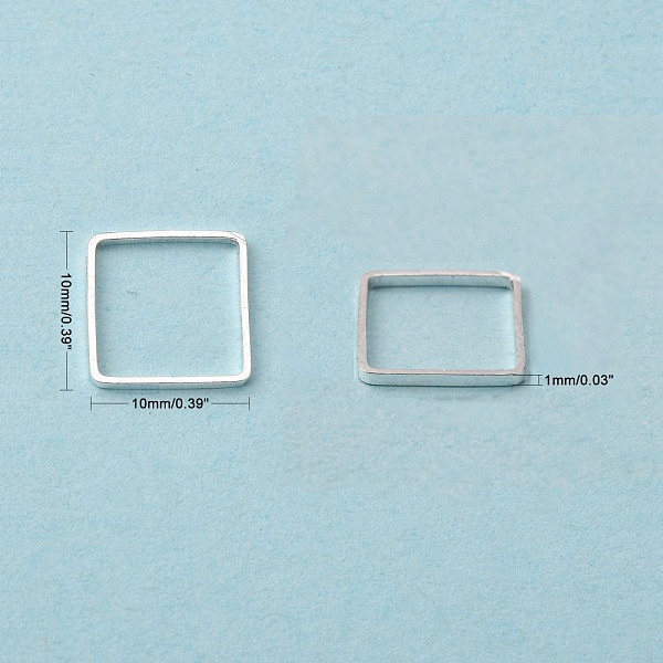 PandaHall Square Brass Linking Rings, Silver Color Plated, 10x10x1mm Brass Square
PandaHall Square Brass Linking Rings, Silver Color Plated, 10x10x1mm Brass Square