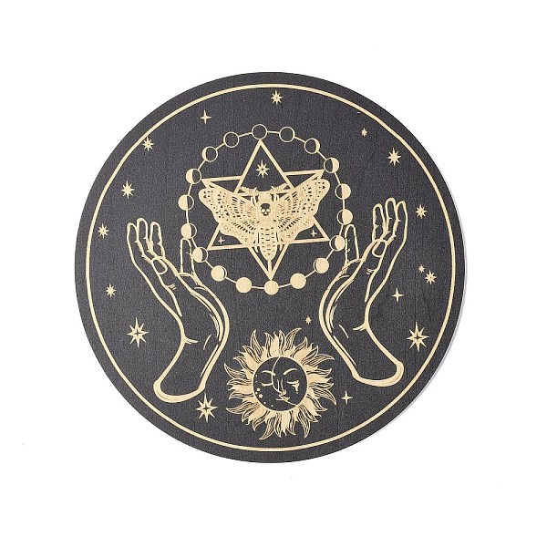 PandaHall Wooden Carved Cup Mats, Heat Resistant Pot Mats, Tarot Theme Pendulum Board, for Home Kitchen, Flat Round, Palm Pattern, 150x3mm..., Black
PandaHall Wooden Carved Cup Mats, Heat Resistant Pot Mats, Tarot Theme Pendulum Board, for Home Kitchen, Flat Round, Palm Pattern, 150x3mm..., Black