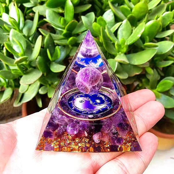 PandaHall Orgonite Pyramid Resin Display Decorations, with Natural Amethyst Chips Inside, for Home Office Desk, 60x60mm Amethyst Pyramid
PandaHall Orgonite Pyramid Resin Display Decorations, with Natural Amethyst Chips Inside, for Home Office Desk, 60x60mm Amethyst Pyramid