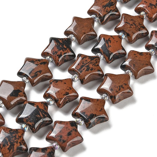PandaHall Natural Mahogany Obsidian Beads Strands, with Seed Beads, Puffed Star, 14~15.5x15~16x6.5~7mm, Hole: 1mm, about 24~25pcs/strand...
PandaHall Natural Mahogany Obsidian Beads Strands, with Seed Beads, Puffed Star, 14~15.5x15~16x6.5~7mm, Hole: 1mm, about 24~25pcs/strand...