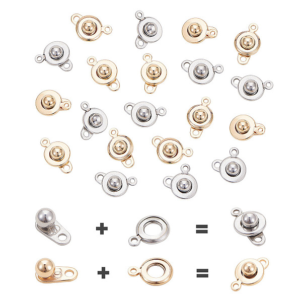PandaHall 20 Sets 2 Colors Snap Button Clasps Closure Fastener Clasp Ball & Socket Snap for Necklace Bracelet DIY Craft 304 Stainless Steel
PandaHall 20 Sets 2 Colors Snap Button Clasps Closure Fastener Clasp Ball & Socket Snap for Necklace Bracelet DIY Craft 304 Stainless Steel