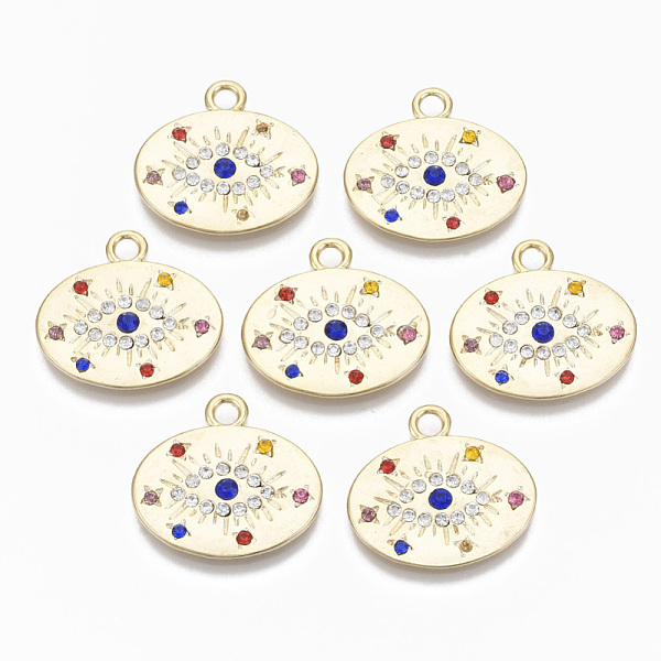 PandaHall Alloy Pendants, with Colorful Rhinestone, Cadmium Free & Nickel Free & Lead Free, Oval with Eye, Real 18K Gold Plated, 22x23.5x3mm..., Multicolor
PandaHall Alloy Pendants, with Colorful Rhinestone, Cadmium Free & Nickel Free & Lead Free, Oval with Eye, Real 18K Gold Plated, 22x23.5x3mm..., Multicolor
