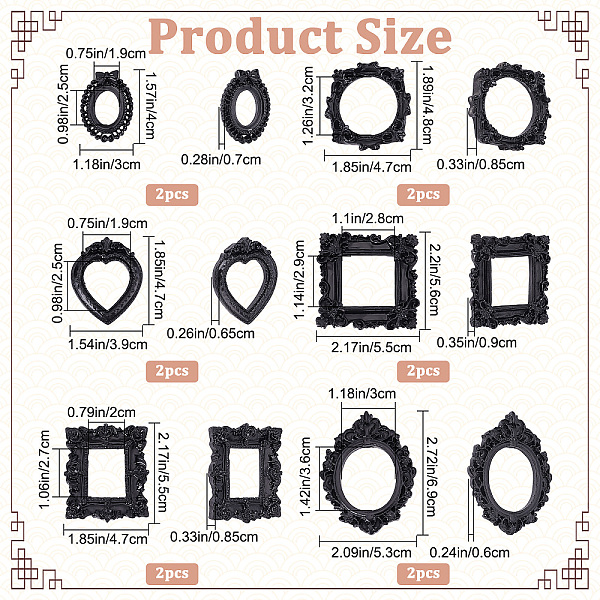 PandaHall CRASPIRE 12PCS Vintage Resin Picture Frame Props Photo Frame 6 Sizes Frame Wall Hanging Photo Frame Table Top Jewelry Display..., Black
PandaHall CRASPIRE 12PCS Vintage Resin Picture Frame Props Photo Frame 6 Sizes Frame Wall Hanging Photo Frame Table Top Jewelry Display..., Black