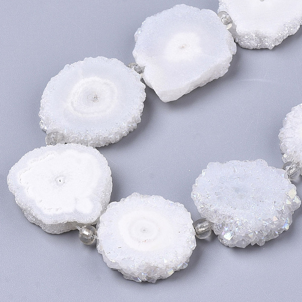 PandaHall Electroplated Natural Quartz Beads Strands, Solar Quartz, Flower, White, 12~25x12~25x5mm, Hole: 1.2mm, about 9~10pcs/strand, 7.87...
PandaHall Electroplated Natural Quartz Beads Strands, Solar Quartz, Flower, White, 12~25x12~25x5mm, Hole: 1.2mm, about 9~10pcs/strand, 7.87...