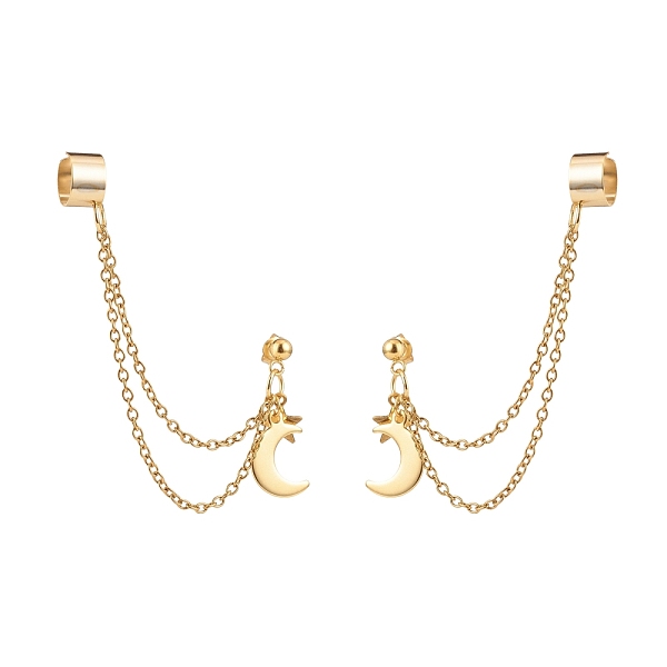 PandaHall 304 Stainless Steel Safety Chains Dangle Stud Earrings with Ear Cuff, Moon and Star Drop Earrings for Women, Golden, 85mm, Pin...
PandaHall 304 Stainless Steel Safety Chains Dangle Stud Earrings with Ear Cuff, Moon and Star Drop Earrings for Women, Golden, 85mm, Pin...