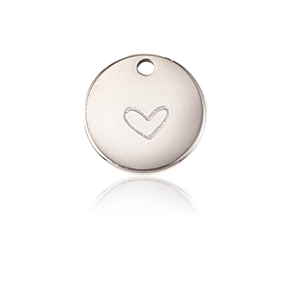 PandaHall 304 Stainless Steel Charms, Flat Round with Heart, Stainless Steel Color, 11.5x1mm, Hole: 1.5mm 304 Stainless Steel Flat Round
PandaHall 304 Stainless Steel Charms, Flat Round with Heart, Stainless Steel Color, 11.5x1mm, Hole: 1.5mm 304 Stainless Steel Flat Round