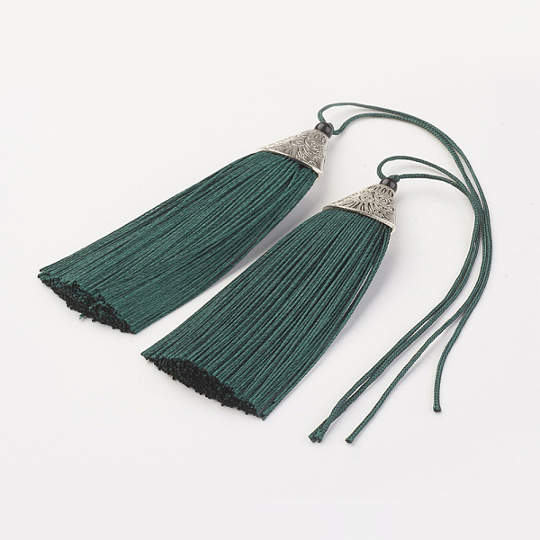 PandaHall Nylon Tassels Big Pendant Decorations, with CCB Plastic, Antique Silver, Teal, 85~90x20x10.5mm Nylon Cyan
PandaHall Nylon Tassels Big Pendant Decorations, with CCB Plastic, Antique Silver, Teal, 85~90x20x10.5mm Nylon Cyan