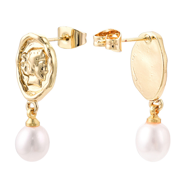 PandaHall Natural Pearl Dangle Stud Earrings, Brass Human Earring with 925 Sterling Silver Pins, Real 18K Gold Plated, 25~26x9mm, Pin...
PandaHall Natural Pearl Dangle Stud Earrings, Brass Human Earring with 925 Sterling Silver Pins, Real 18K Gold Plated, 25~26x9mm, Pin...