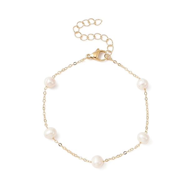 PandaHall Natural Pearl Beaded Chain Bracelet, Brass Jewelry, Golden, 7-1/4 inch(18.5cm) Pearl
PandaHall Natural Pearl Beaded Chain Bracelet, Brass Jewelry, Golden, 7-1/4 inch(18.5cm) Pearl