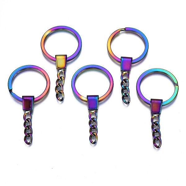 PandaHall Rainbow Color Alloy Split Key Rings, with Chains, Keychain Clasp Findings, Cadmium Free & Nickel Free & Lead Free, 62mm Alloy Ring
PandaHall Rainbow Color Alloy Split Key Rings, with Chains, Keychain Clasp Findings, Cadmium Free & Nickel Free & Lead Free, 62mm Alloy Ring