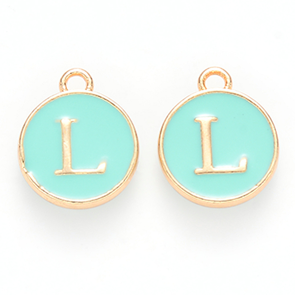 PandaHall Golden Plated Alloy Enamel Charms, Cadmium Free & Lead Free, Enamelled Sequins, Flat Round with Letter, Turquoise, Letter.L..., Green
PandaHall Golden Plated Alloy Enamel Charms, Cadmium Free & Lead Free, Enamelled Sequins, Flat Round with Letter, Turquoise, Letter.L..., Green