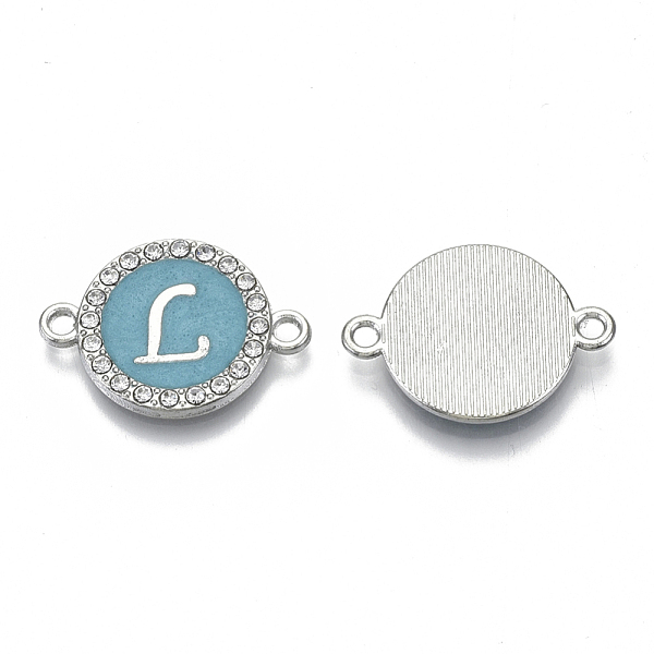 PandaHall Alloy Enamel Links Connectors, with Crystal Rhinestones, Flat Round with Letter, Silver Color Plated, Letter.L, 22x16x2mm, Hole..., Blue
PandaHall Alloy Enamel Links Connectors, with Crystal Rhinestones, Flat Round with Letter, Silver Color Plated, Letter.L, 22x16x2mm, Hole..., Blue