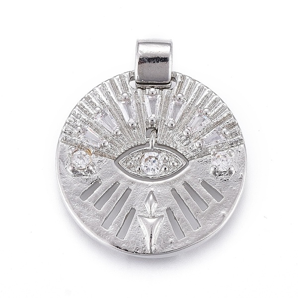 PandaHall Brass Micro Pave Clear Cubic Zirconia Pendants, Long-Lasting Plated, Flat Round with Eye Pattern, Platinum, 23x20x2.5mm, Hole...
PandaHall Brass Micro Pave Clear Cubic Zirconia Pendants, Long-Lasting Plated, Flat Round with Eye Pattern, Platinum, 23x20x2.5mm, Hole...