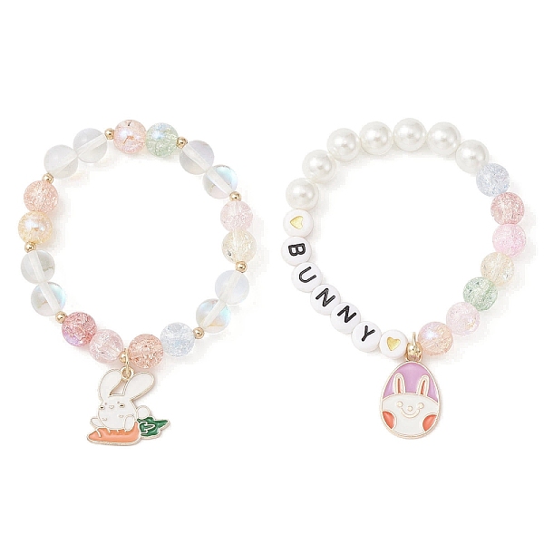 PandaHall 2Pcs 2 Style Easter Theme Glass & Shell Pearl Beaded Stretch Bracelets Set, Acrylic Word Bunny Kids Bracelet with Alloy Enamel...
PandaHall 2Pcs 2 Style Easter Theme Glass & Shell Pearl Beaded Stretch Bracelets Set, Acrylic Word Bunny Kids Bracelet with Alloy Enamel...