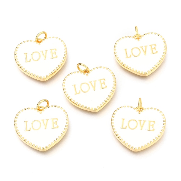 PandaHall Brass Enamel Pendants, Long-Lasting Plated, Real 18K Gold Plated, with Jump Rings, for Valentine's Day, Heart with Word LOVE..., White
PandaHall Brass Enamel Pendants, Long-Lasting Plated, Real 18K Gold Plated, with Jump Rings, for Valentine's Day, Heart with Word LOVE..., White