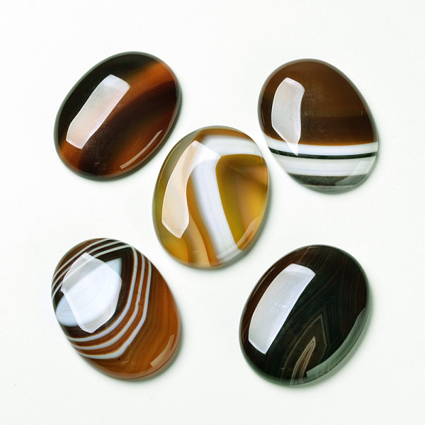 PandaHall Natural Striped Agate/Banded Agate Cabochons, Flat Back, Oval, Dyed, Saddle Brown, 40x30x7mm Banded Agate Oval
PandaHall Natural Striped Agate/Banded Agate Cabochons, Flat Back, Oval, Dyed, Saddle Brown, 40x30x7mm Banded Agate Oval