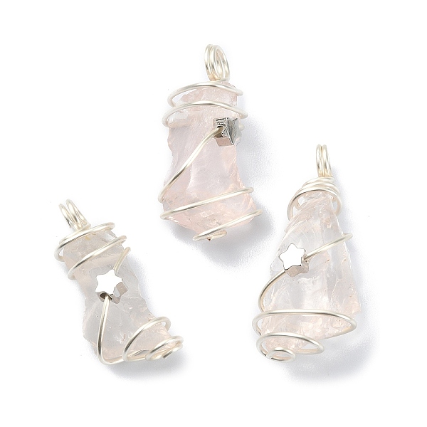 PandaHall Natural Rose Quartz Pendants, Silver Color Plated Copper Wire Wrapped Nuggets Charms with Star, Silver Color Plated...
PandaHall Natural Rose Quartz Pendants, Silver Color Plated Copper Wire Wrapped Nuggets Charms with Star, Silver Color Plated...