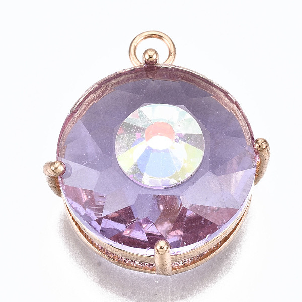 PandaHall Transparent Faceted Glass Pendants, with Brass Prong Settings, Flat Round with Eye, Light Gold, Lilac, 19x16x10mm, Hole: 1.8mm..., Purple
PandaHall Transparent Faceted Glass Pendants, with Brass Prong Settings, Flat Round with Eye, Light Gold, Lilac, 19x16x10mm, Hole: 1.8mm..., Purple
